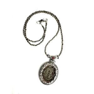 Vintage Tibetan Carved Sterling Silver Handmade Bead Necklace